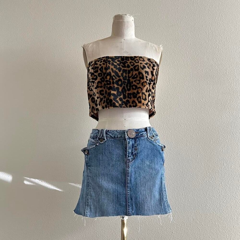 handmade brown and black leopard print tube top